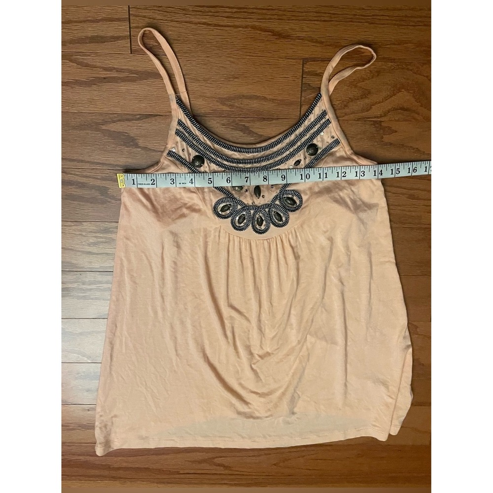 Willi Smith Womens Peach Pink Embellished Beaded Cami Tank Top Small Boho Summer - Picture 5 of 8